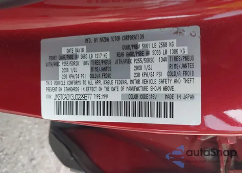 2018 Mazda Cx-9 Grand Touring from USA, damaged, VIN JM3TCADY3J0229677